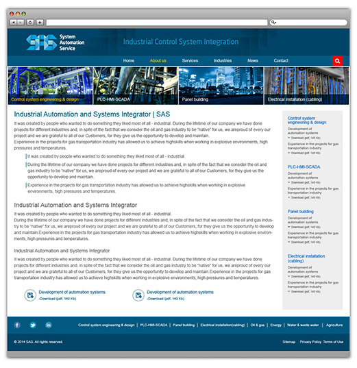 Розробка сайту SAS Разработка сайта SAS