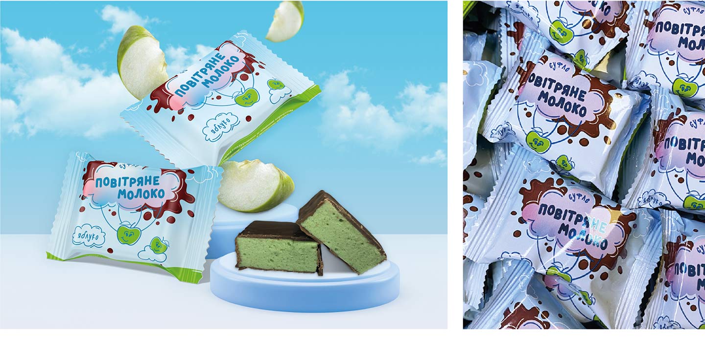 Дизайн упаковки флоу-пак для цукерок