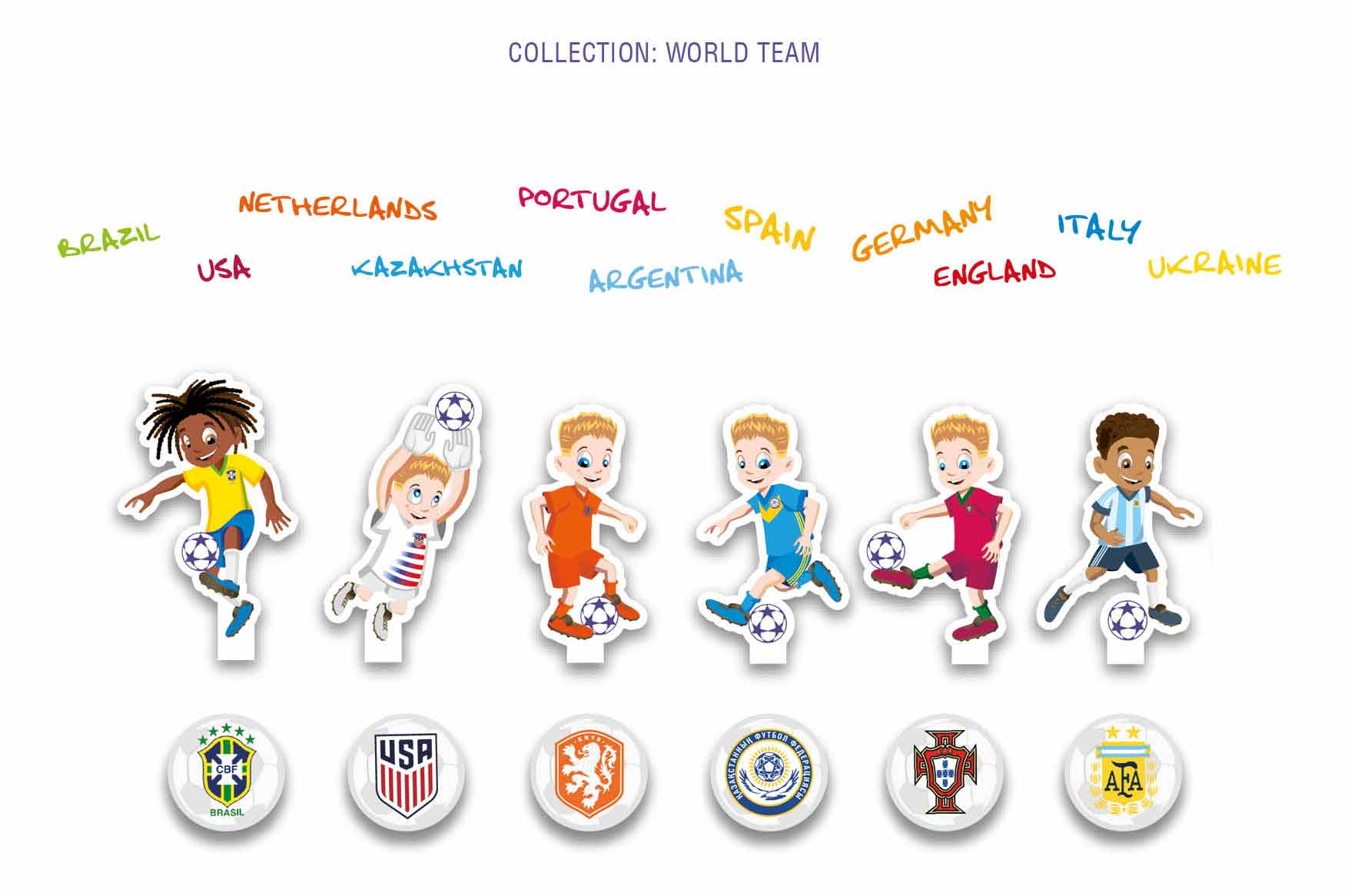 Магнитные фигурки Footbik World Team с подставками